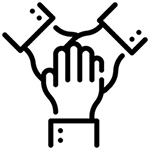 illustration of hands in together as a team